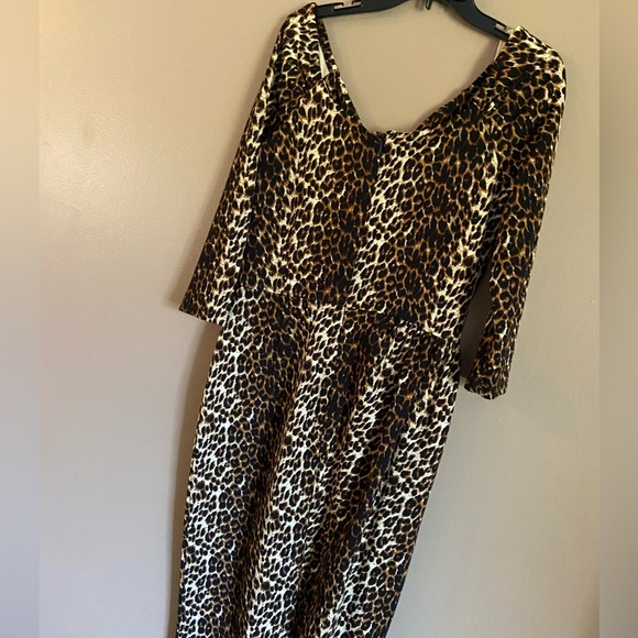 Vixen by Micheline Pitt Leopard Print Wrap Dress in Brown and Black - Picture 5 of 6